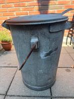 Vintage Metalen Prullenbak met Deksel, Ophalen, Gebruikt, Metaal, Minder dan 50 cm