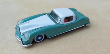 Vintage Lucky Sports Car Green/White Tin Toy '60s/'70s