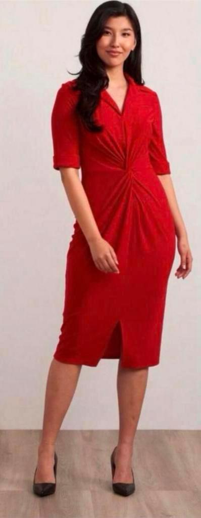 Ribkoff elegante slanke jurk rood mooie details maat 42, Kleding | Dames, Jurken, Nieuw, Maat 42/44 (L), Rood, Onder de knie, Verzenden