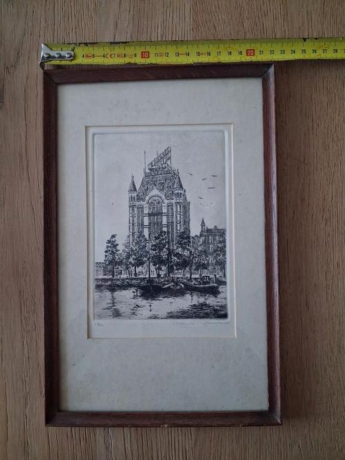 Ets van de Rotterdamse Witte Huis, Antiek en Kunst, Kunst | Etsen en Gravures, Ophalen of Verzenden
