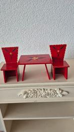 Vintage Poppenhuis Meubelset - Tafel en Stoelen, Ophalen of Verzenden, Gebruikt, Toebehoren