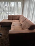 Karamelbruine hoekbank + 2 stoelen, Ophalen, Gebruikt, Hoekbank, Stof