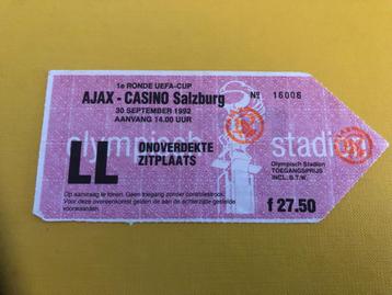⚽ Ticket Uefa-Cup Ajax - Casino Salzburg 1992/1993 ⚽ beschikbaar voor biedingen