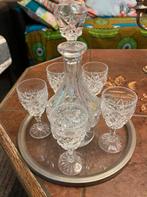 Kristallen karaf set met glaasjes en onderzetter, Antiek en Kunst, Ophalen