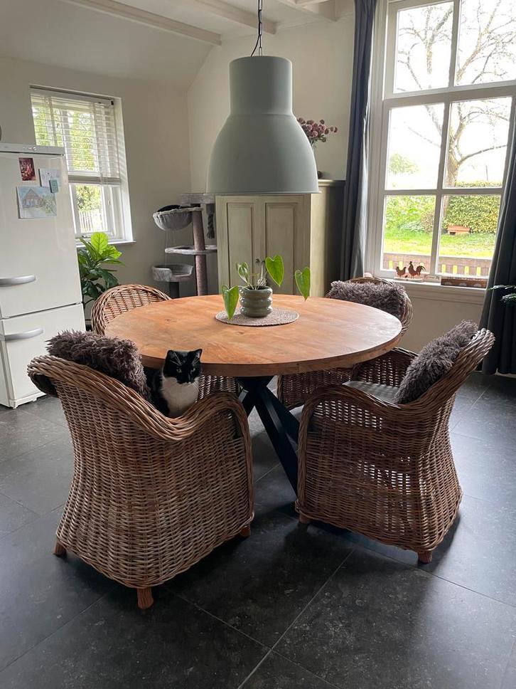 Ronde Mango Houten Tafel - 130cm - ZGAN, Antiek en Kunst, Antiek | Meubels | Tafels, Ophalen