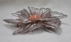 Prachtige zilveren filigrain broche met steen nr.1492, Sieraden, Tassen en Uiterlijk, Broches, 4 tot 7 cm, Verzenden, Zo goed als nieuw