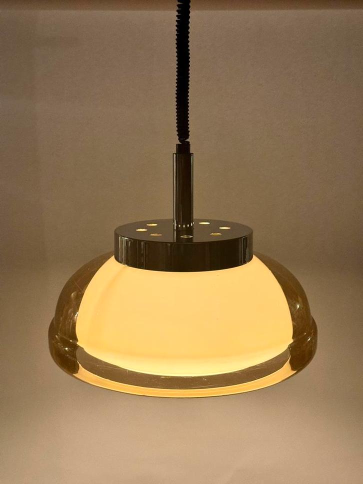Herda Mushroom Hanglamp Oranje Retro Vintage 1973 Chroom, Huis en Inrichting, Lampen | Hanglampen, Zo goed als nieuw, 50 tot 75 cm