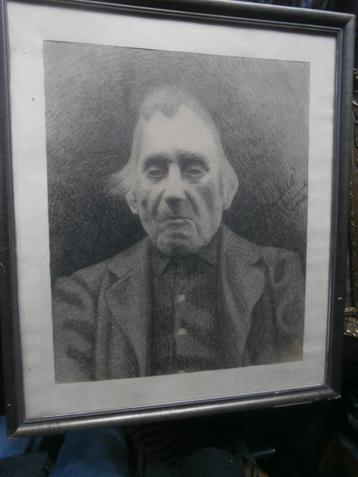 Byz. Creepy getekend portret van een Boerenman beschikbaar voor biedingen