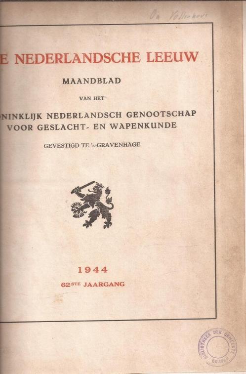 De Nederlandsche Leeuw 1944 No. 10-11-12 62e Jaargang, Boeken, Overige Boeken, Gelezen, Verzenden