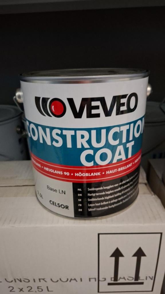 Veveo Construction Coat Hoogglans lak wit/lichte kleuren 2.5, Overige kleuren, Nieuw, Ophalen of Verzenden, Verf