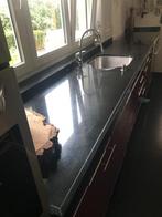 Granieten aanrechtblad met spoelbak en kraan, Ophalen, Gebruikt, Zwart, Minder dan 100 cm