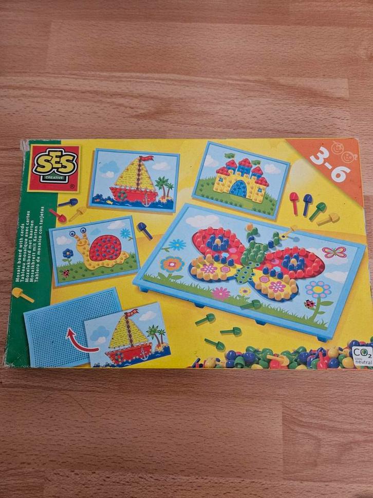 SES Mozaïekbord met Kaarten, Kinderen en Baby's, Speelgoed | Educatief en Creatief, Gebruikt, Knutselen, Puzzelen, Ophalen of Verzenden