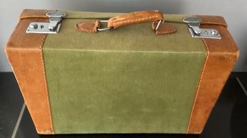Vintage koffertje,canvas met leer,ca 1960,mt 41 x 27 X 11,5 beschikbaar voor biedingen