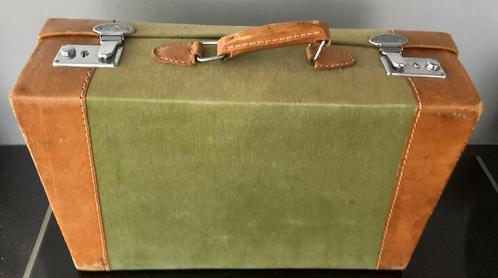 Vintage koffertje,canvas met leer,ca 1960,mt 41 x 27 X 11,5, Antiek en Kunst, Curiosa en Brocante, Ophalen