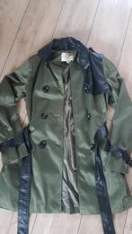 Donkergroene parka 40/L gevoerde mantel, trenchcoat, leer, Groen, Maat 42/44 (L), Ophalen of Verzenden, Zo goed als nieuw