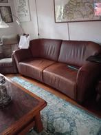 Zuiver leren 2,5 zits bank (nubuck leer), Huis en Inrichting, Ophalen, Gebruikt, Driepersoons, Rechte bank