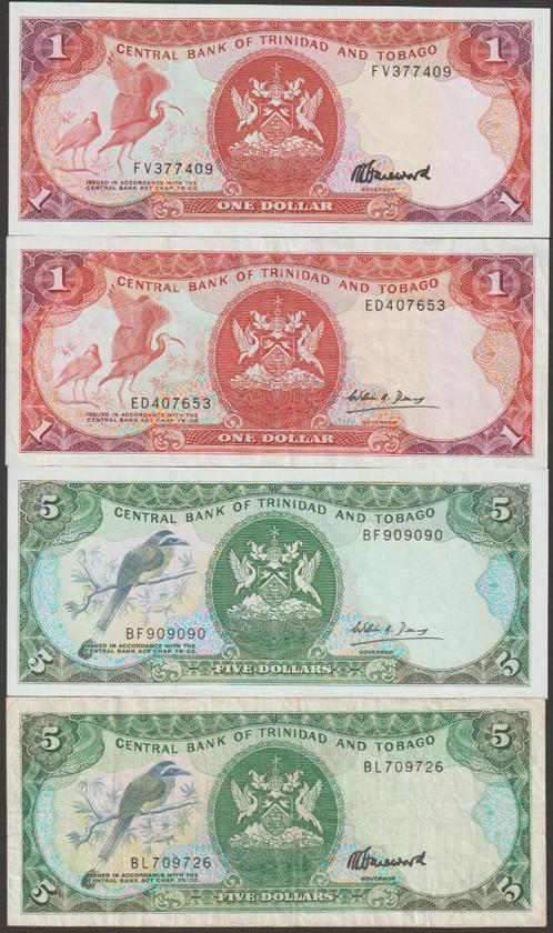 Trinidad & Tobago 4 stuks verschillend gebruikt (nr 156), Postzegels en Munten, Bankbiljetten | Amerika, Setje, Midden-Amerika