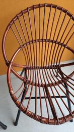 Vintage rotan set, 2 fauteuils, rotan stoeltjes, Riet of Rotan, Vintage retro jaren vijftig, Twee, Gebruikt
