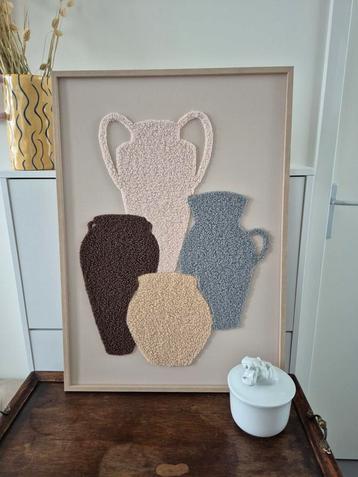 Japandi/modern canvas met teddy kruiken. 50x70 beschikbaar voor biedingen