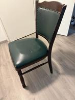 Vintage groene lederen stoel x3, Ophalen, Gebruikt, Overige kleuren, Eén