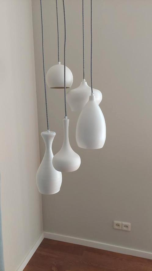 Hanglamp woonkamer eetkamer slaapkamer wit vijf lampen, Huis en Inrichting, Lampen | Hanglampen, Zo goed als nieuw, Minder dan 50 cm