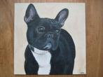 Schilderij Franse Bulldog , 25 x 25 cm., Ophalen, Minder dan 50 cm, Oorspronkelijke maker, Nieuw