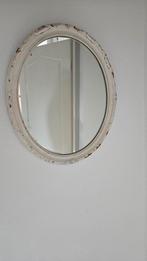 Ovale brocante spiegel met witte lijst, Huis en Inrichting, Woonaccessoires | Spiegels, Ophalen, Gebruikt, Minder dan 100 cm, Ovaal