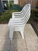 4 Hartman stoelen met zitkussens en tafelkleed, Ophalen, Zo goed als nieuw, Kunststof, Stapelbaar