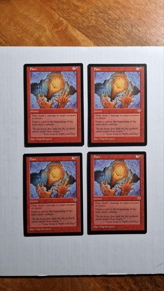 MTG Mirage - Flare (Set van 4), Hobby en Vrije tijd, Verzamelkaartspellen | Magic the Gathering, Gebruikt, Meerdere kaarten, Ophalen of Verzenden