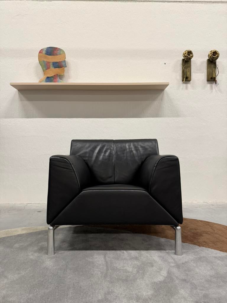 Jori Pacific Fauteuil zwart leer Design stoel chaise Longue, Jori, Nieuw, Ophalen of Verzenden, 50 tot 75 cm