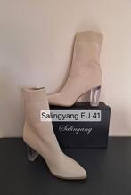 Salingyang beige sock boots EU 41 vegan met doorzichtige hak, Kleding | Dames, Schoenen, Lage of Enkellaarzen, Nieuw, Ophalen of Verzenden