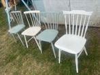 4x Zweedse oude spijlen stoelen keukenstoel, Wit, Zweeds, Ophalen of Verzenden, Vier