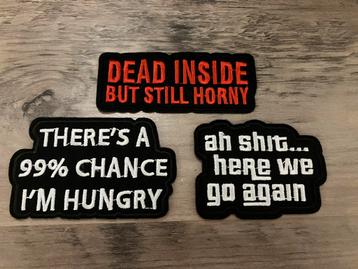 3x funny patches strijkemblemen / strijkapplicaties carnaval beschikbaar voor biedingen