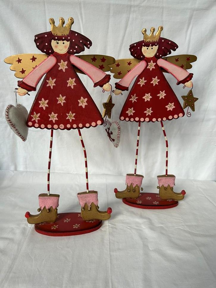 Twee handgemaakte engeltjes, Verzamelen, Beelden en Beeldjes, Zo goed als nieuw, Dier, Ophalen of Verzenden