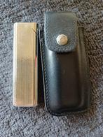 Vintage Zilveren Aansteker met Leren Etui, Verzamelen, Rookartikelen, Aanstekers en Luciferdoosjes, Ophalen of Verzenden
