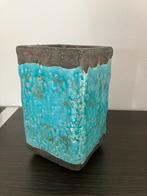 Blauwe - turqoise Aardewerk Vaas, Gebruikt, Blauw, Aardewerk of Porselein, Ophalen of Verzenden