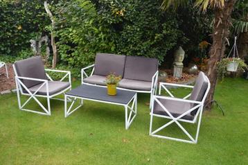 aluminium met textileen loungeset bank- stoelen- tafel- kuss beschikbaar voor biedingen