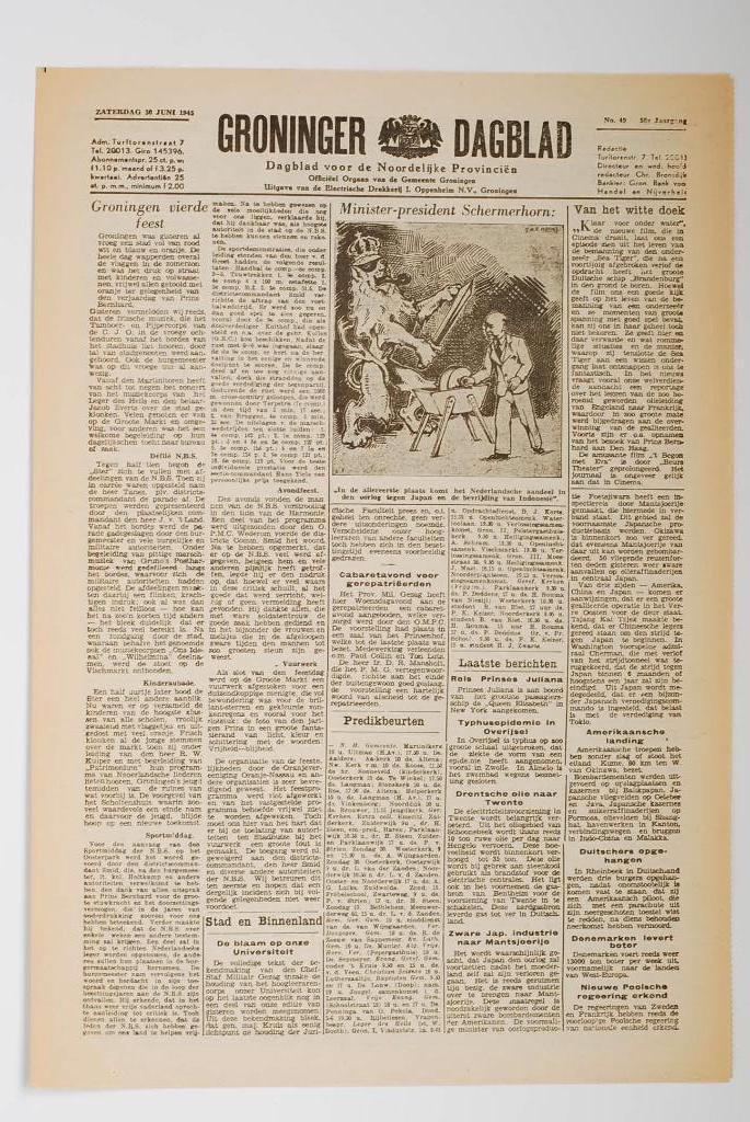 30 juni 1945 - Groninger Dagblad | Heruitgave 1994, Verzamelen, Militaria | Tweede Wereldoorlog, Boek of Tijdschrift, Nederland