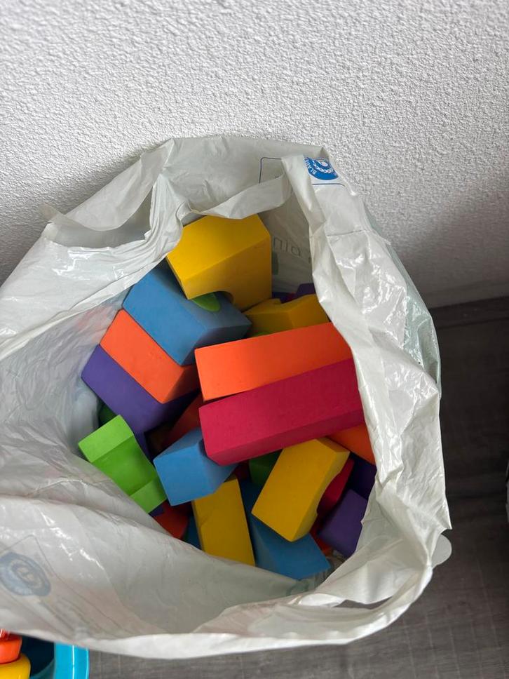 Zak vol zachte bouwblokken, Kinderen en Baby's, Speelgoed | Bouwstenen, Gebruikt, Overige merken, Ophalen of Verzenden