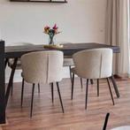 4 Bouclé Eetkamerstoelen, Huis en Inrichting, Stoelen, Ophalen, Wit, Zo goed als nieuw, Vier