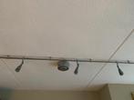 2 stuks rails met 3 licht grijze spotjes, Huis en Inrichting, Lampen | Spots, Halogeen, Gebruikt, Metaal of Aluminium, Ophalen of Verzenden