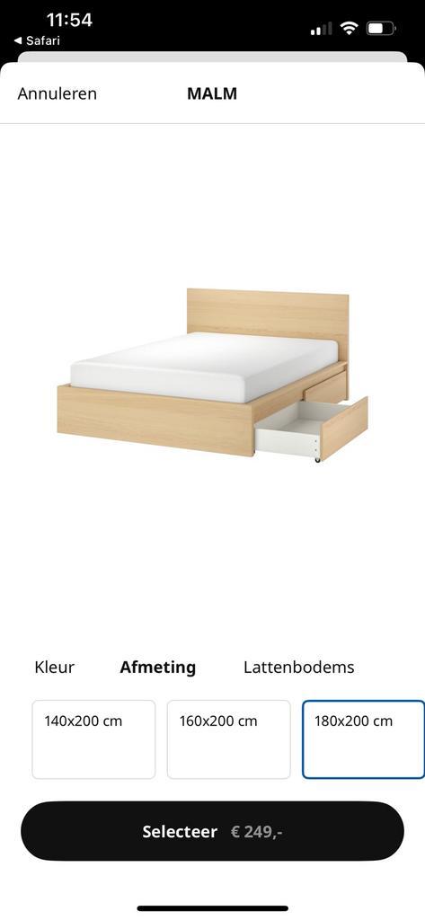 Malm bed met lades inclusief verstelbare elektrische bodems, Huis en Inrichting, Slaapkamer | Bedden, Zo goed als nieuw, Tweepersoons