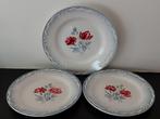 Vintage 3 borden Frans blauw rood korenbloem klaproos, Antiek en Kunst, Ophalen of Verzenden