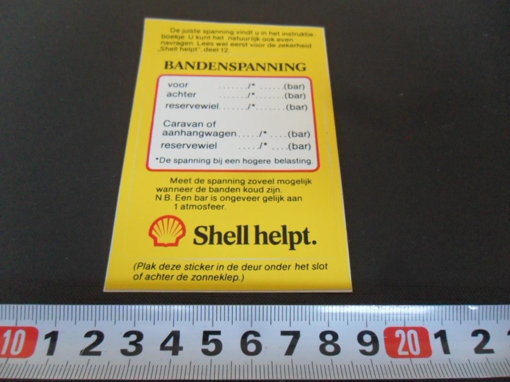 sticker SHELL helpt bandenspanning, Verzamelen, Ophalen, Zo goed als nieuw