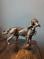 Prachtig verzilverd beeld jachthond met eend, Ophalen of Verzenden