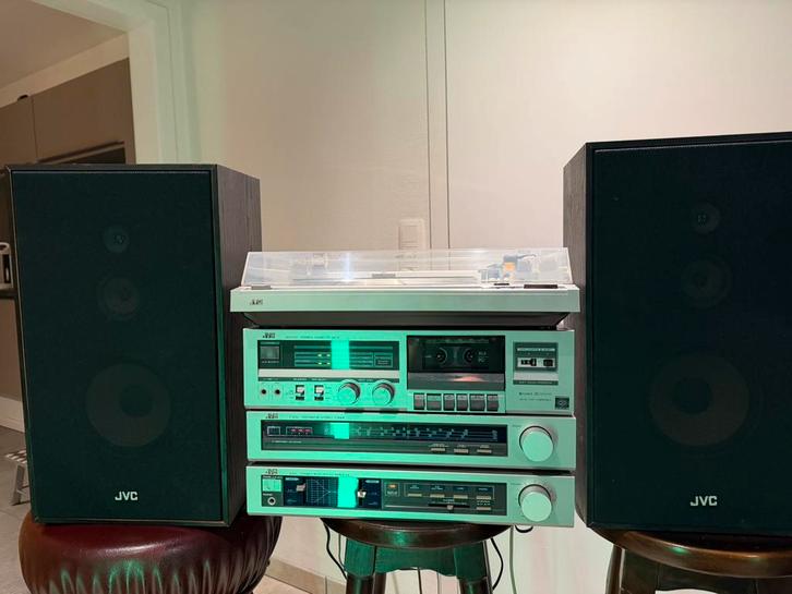 JVC L‑11 vintage hifiset platenspeler, tuner, cassettedec, Audio, Tv en Foto, Stereo-sets, Zo goed als nieuw, Cassettedeck, JVC