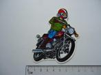sticker oud Motorfiets oldtimer strip kermis vintage yamaha, Verzamelen, Stickers, Verzenden, Zo goed als nieuw