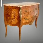 Franse Louis XV-stijl, commode, marqueterie en marmer blad., Ophalen of Verzenden