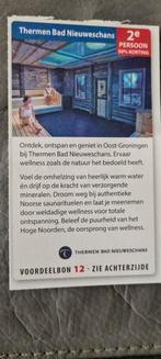 Thermen Bad Nieuweschans bon voor de 2e persoon 50% korting, Tickets en Kaartjes, Twee personen, Kortingsbon, Spa of Sauna