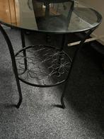 Rond bijzettafeltje met glazenplaat gehard glas, Minder dan 55 cm, Metaal of Aluminium, Rond, Mooi